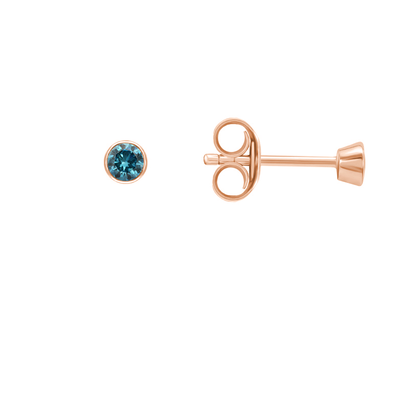 Strieborné minimalistické bezel náušnice s modrými diamantmi Viosa 102943