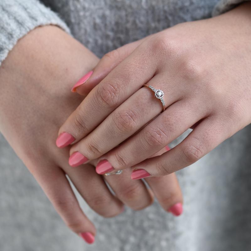 Strieborný halo prsteň s lab-grown diamantmi Ranveer 104513