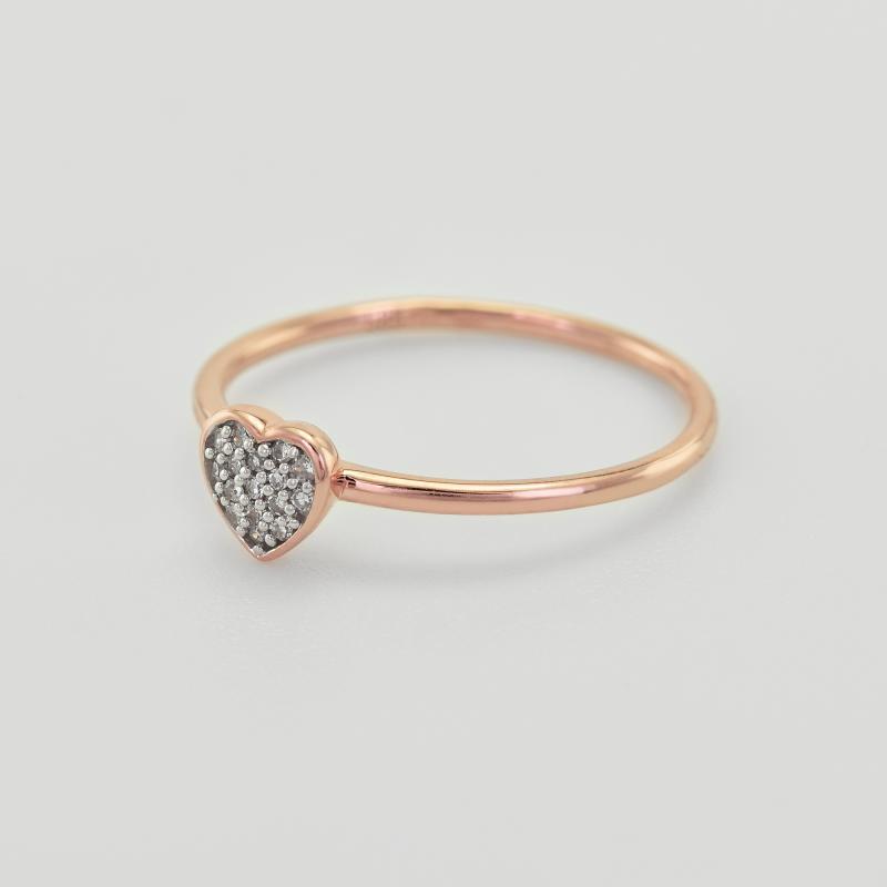 Strieborný prsteň v tvare srdca plný lab-grown diamantov Amba 104643