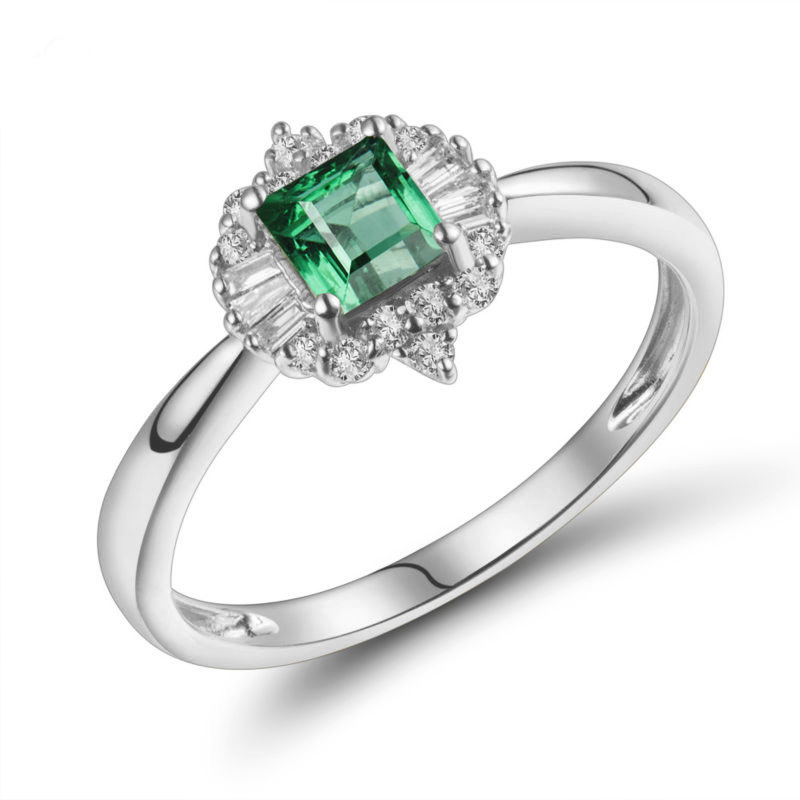 Smaragdový zlatý prsteň s diamantmi Brant 104653