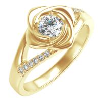 Zlatý prsteň v tvare ruže s diamantmi Luwe