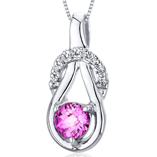 Strieborný náhrdelník s ružovým zafírom