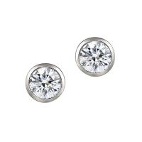 Platinové bezel náušnice s 0.06ct diamantmi Einar