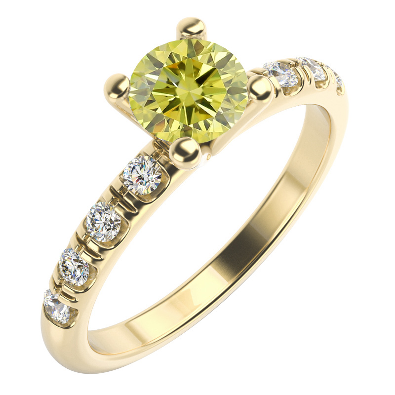 Zásnubný prsteň s certifikovaným fancy yellow lab-grown diamantom Mae