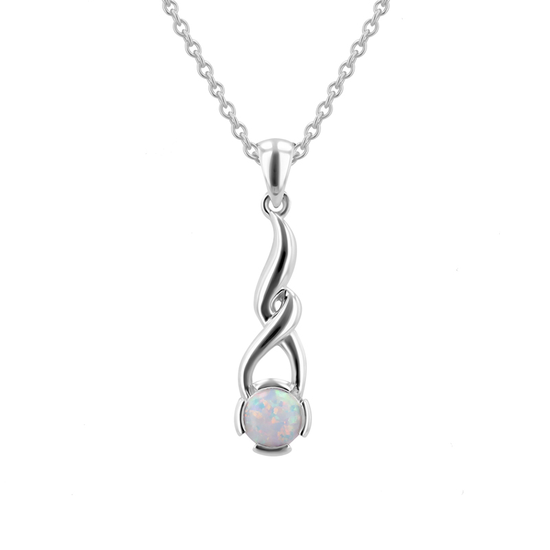 Strieborný náhrdelník s bielym opálom Lasse