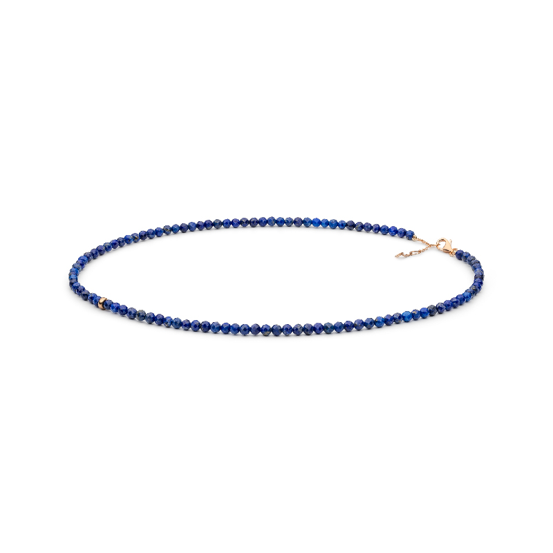 Strieborný pozlátený náhrdelník s lapis lazuli korálkami Cindy