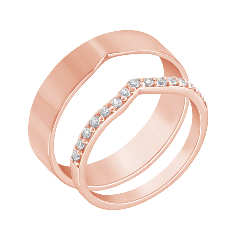 Zlatý eternity prsteň s lab-grown diamantmi a pánský plochý prsteň Magee 118363