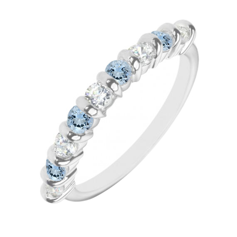 Eternity prsteň s diamantmi a akvamarínmi Zinnia 120103