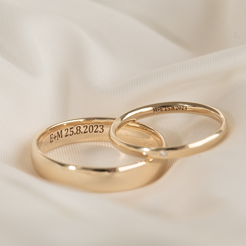 Zlaté svadobné obrúčky s diamantom Timia 120183