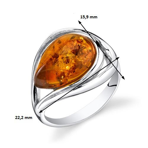 Strieborný prsteň s jantárom 12063
