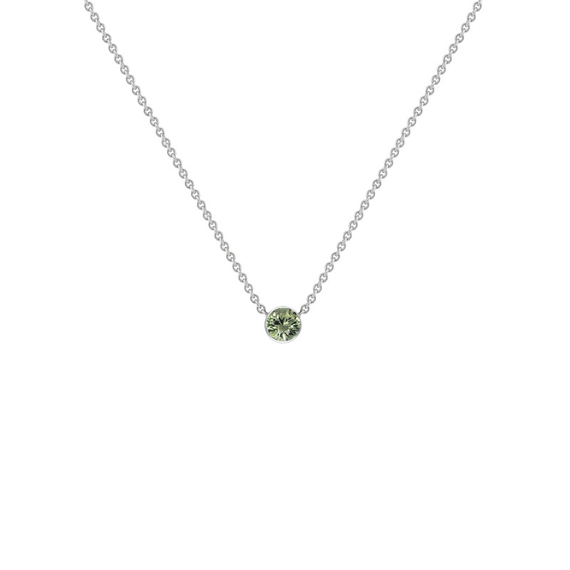 Strieborný minimalistický náhrdelník so zeleným zafírom Vieny 125563