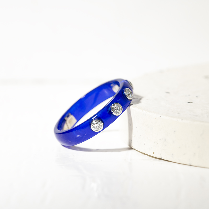 Modrý keramický prsteň s diamantmi Vilma 127543