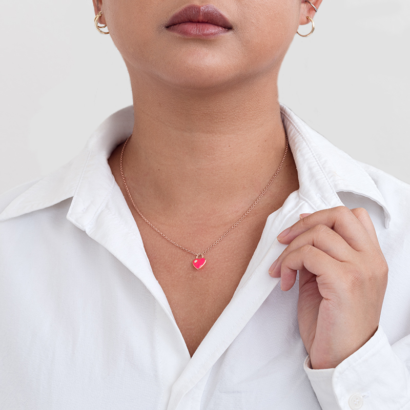 Ružový keramický prívesok v tvare srdca s diamantom Cristina 128753