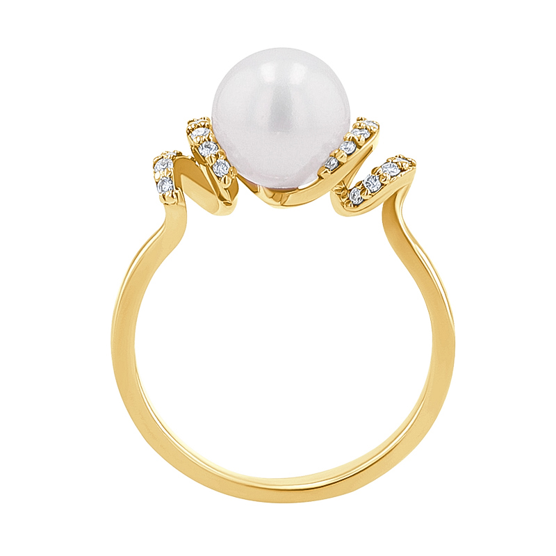 Zlatý prsteň s perlou a diamantmi Mecky 136223