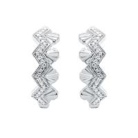 Strieborné neobvyklé kruhové náušnice s diamantmi Alva