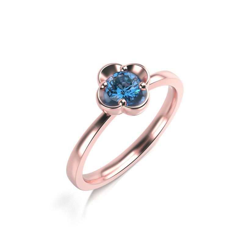 Prsteň s round modrým diamantom 16103