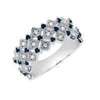 Moderný zlatý prsteň s lab-grown diamantmi a zafírmi Arnt