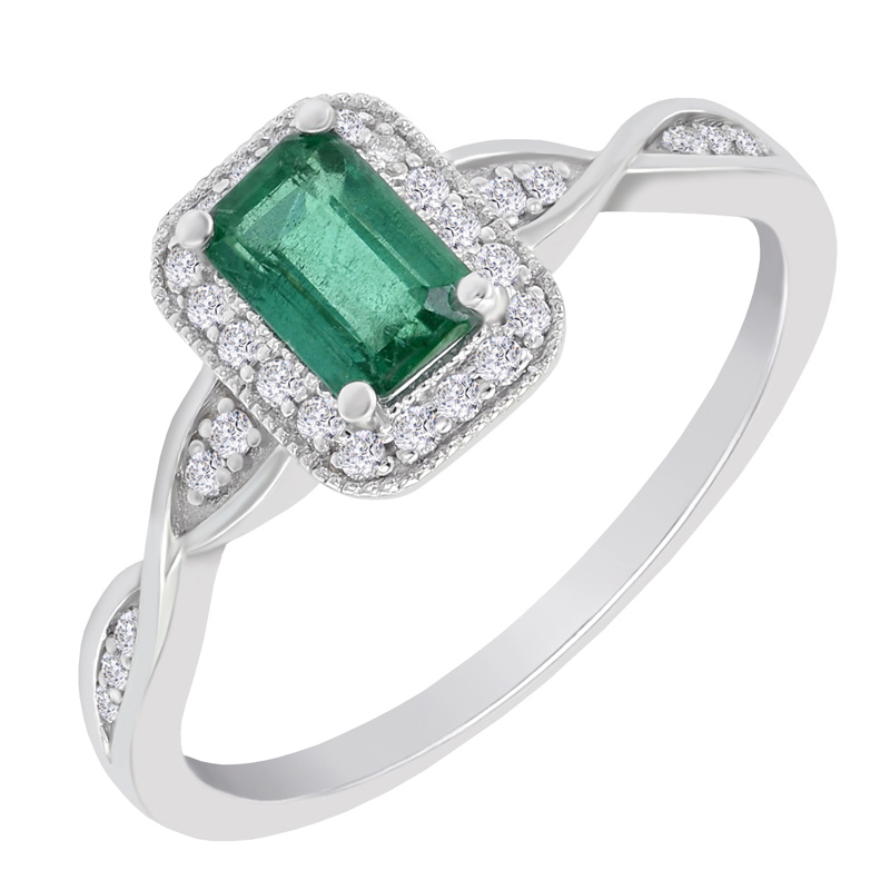 Smaragdový zlatý prsteň s diamantmi James 18643