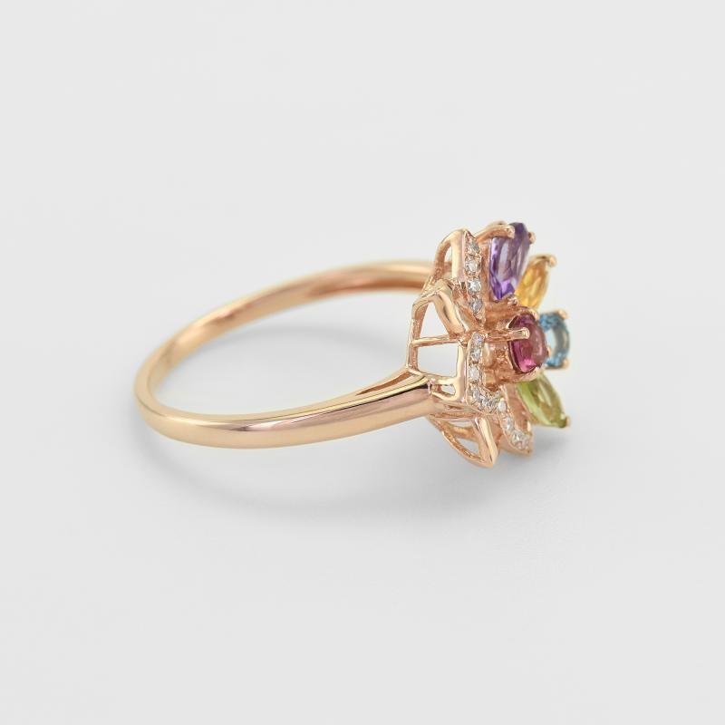 Zlatý prsteň plný farebných drahokamov 18683