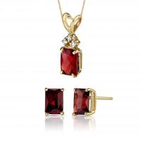 Zlatá kolekcia šperkov s červenými granátmi a diamantmi Etonache