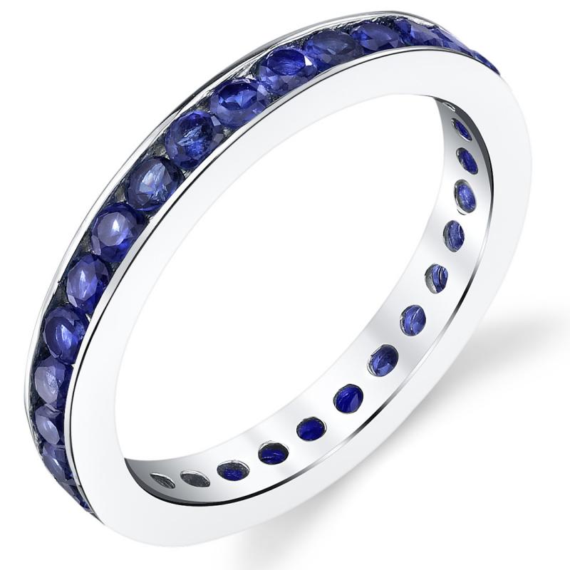 Strieborný eternity prsteň s modrými zafírmi Yale