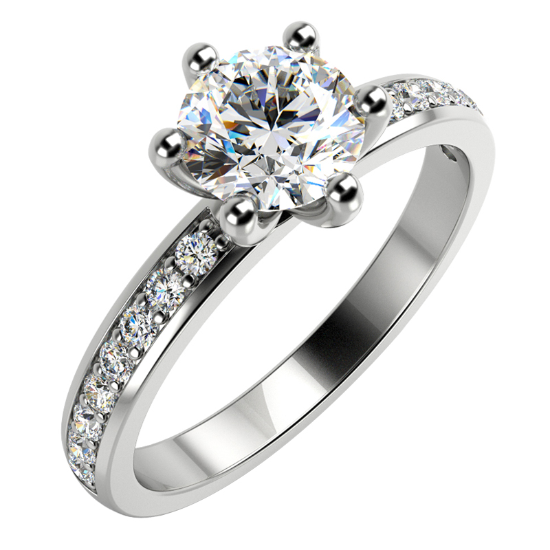 Zásnubný platinový prsteň s diamantmi Zowin
