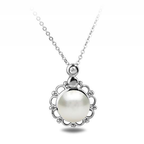 Kvetinový prívesok s perlou a diamantom Eisha 24553