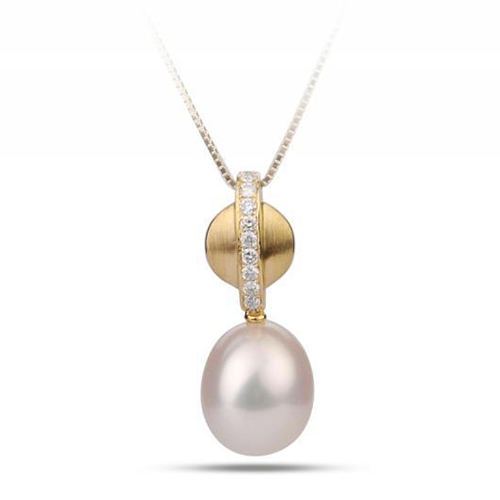Zlatý perlový prívesok s diamantom