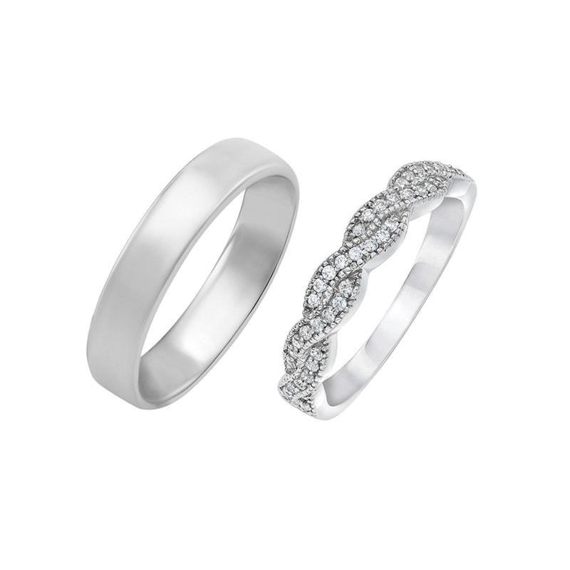 Zlaté svadobné prstene s eternity obrúčkou a komfortným prsteňom Kasi 29633