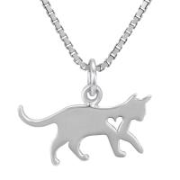 Strieborný náhrdelník mačka a srdce Halli