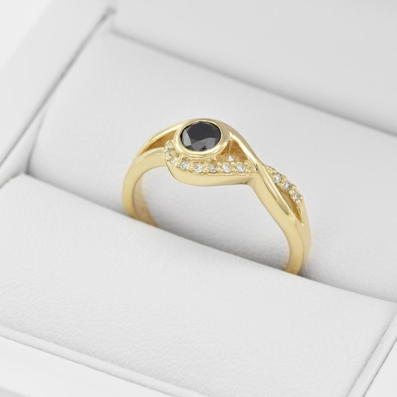 Zlatý prsteň s čiernym diamantom 35443