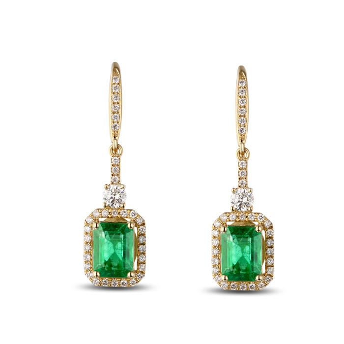 Zlaté náušnice so smaragdami a diamantmi Jaida
