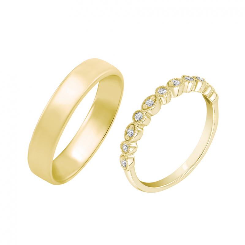 Svadobné prstene s eternity obrúčkou a pánskym prsteňom
