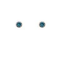 Zlaté minimalistické bezel náušnice s modrými diamantmi Xylos