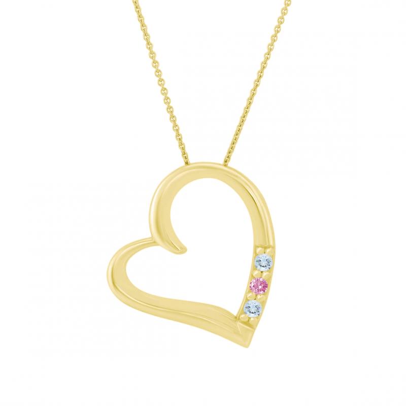 Zlatý náhrdelník srdce s akvamarínmi a ružovým zafírom Barika 37483