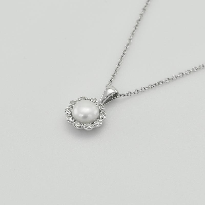 Diamantový náhrdelník zo zlata s perlou 43023