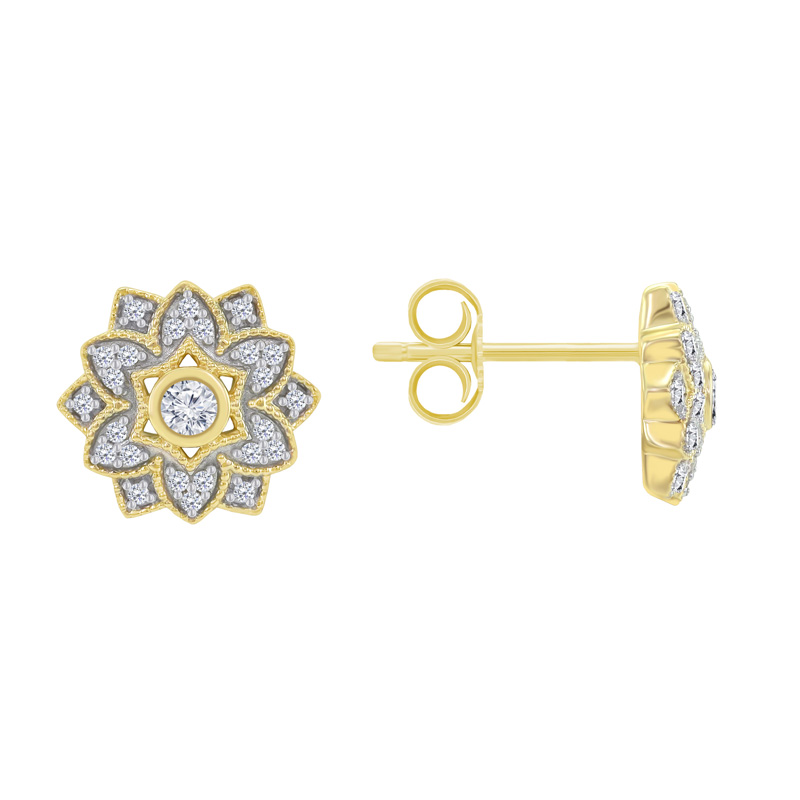 Diamantové náušnice kvety zo zlata Anstey 43623