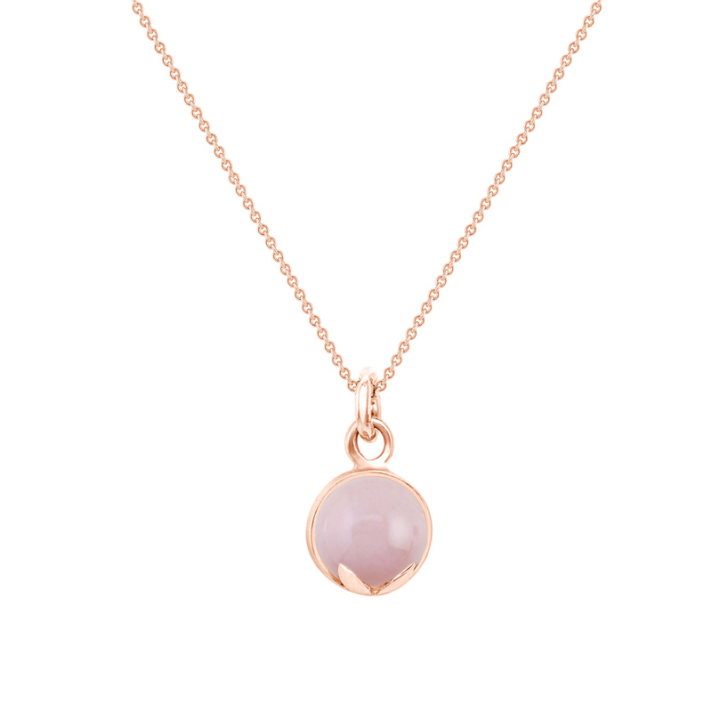 Zlatý náhrdelník s cabochon ružovým opálom Velia 44803