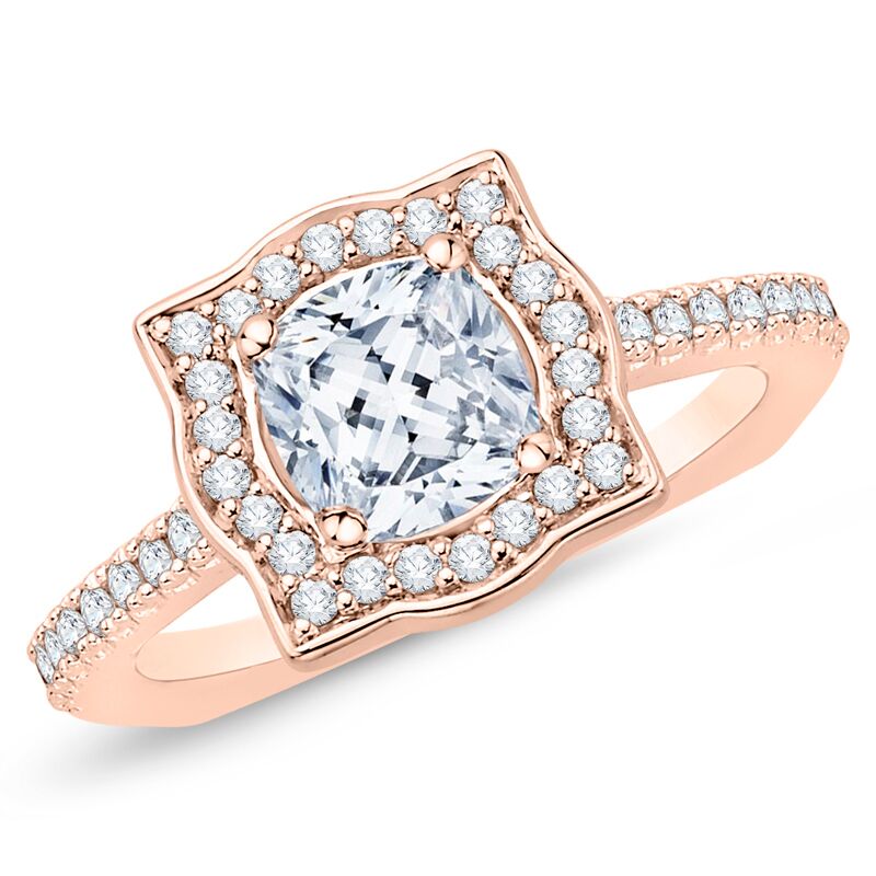 Zlatý zásnubný halo prsteň s diamantmi