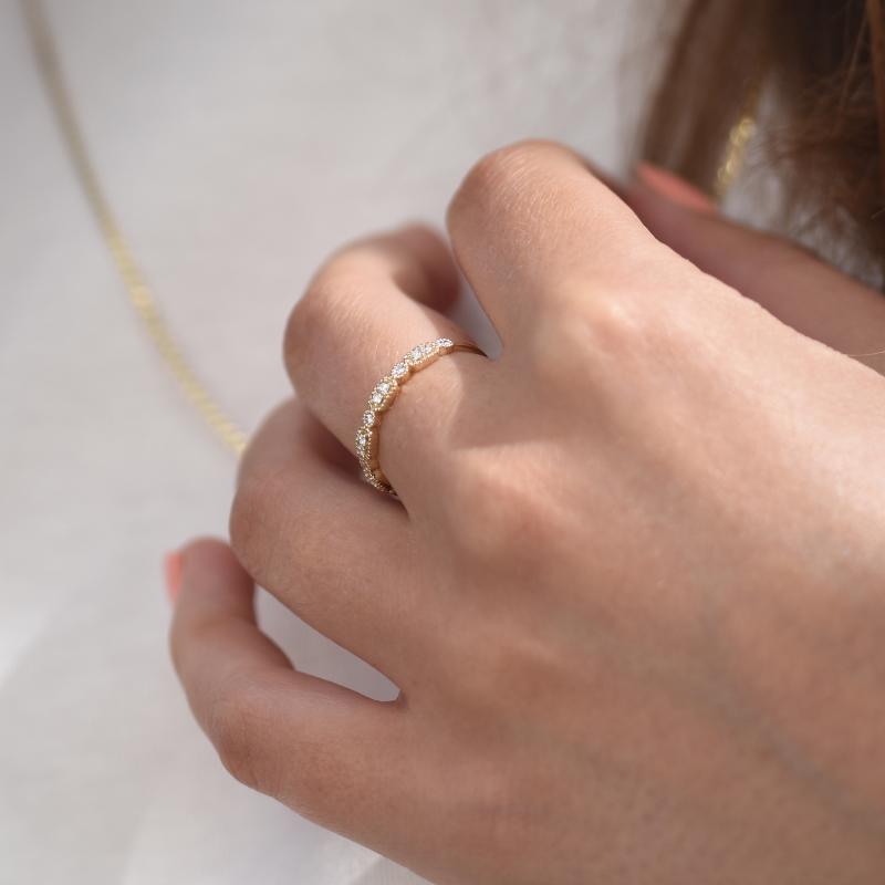 Zlatý vintage eternity prsteň s diamantmi 46943