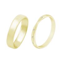 Zlaté svadobné prstene s eternity obrúčkou a komfortným prsteňom Ovone