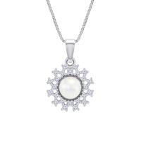 Romantický strieborný náhrdelník s perlou a zirkónmi Arliss