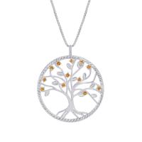 Strieborný citrínový náhrdelník v tvare stromu života Ayden