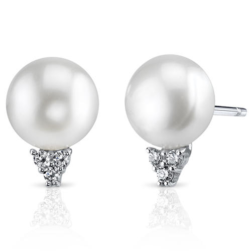 Biele perlové náušnice so zirkónmi Jennifer