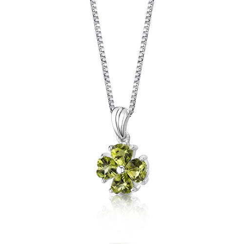 Olivínový štvorlístok v striebornom náhrdelníku Judy 4873