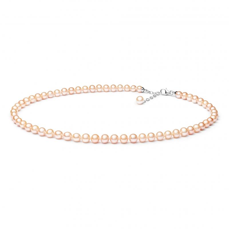 Strieborný náhrdelník s broskyňovými perlami Zarela