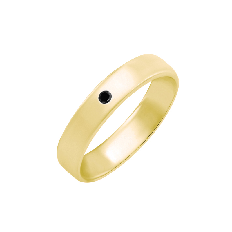Zlatý snubný prsteň s čiernym diamantom 58683