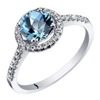 Zlatý halo prsteň s modrým a bielymi topásmi Lalla