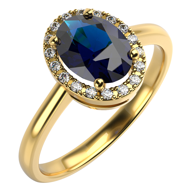 Zafírový prsteň zo žltého zlata 59403