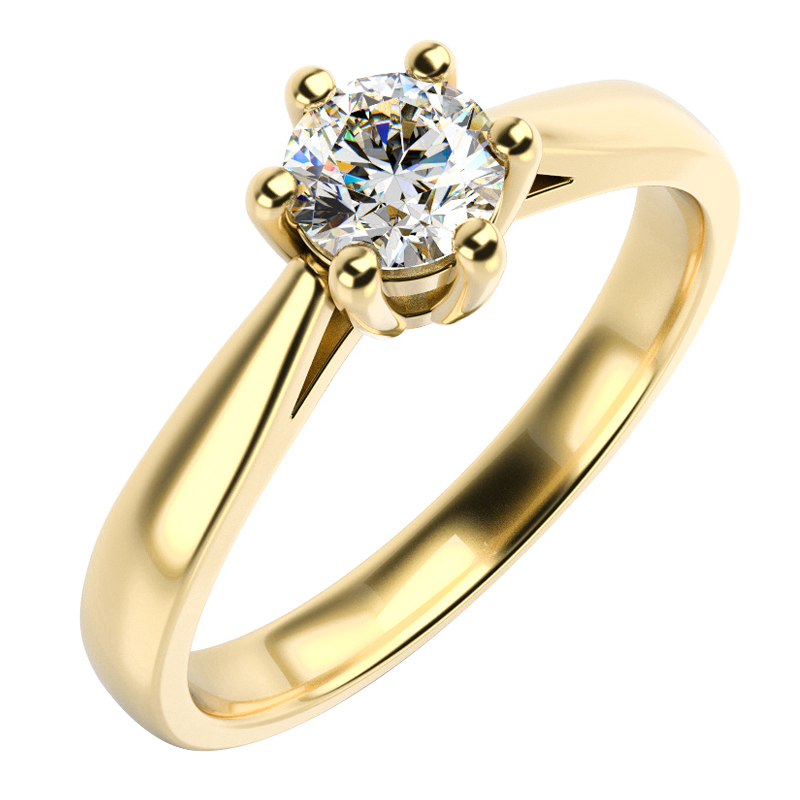 Moissanitový zlatý prsteň